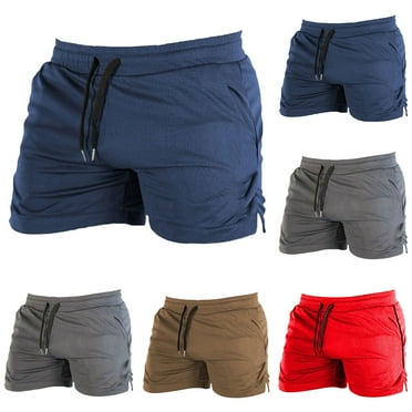 ZRGHAOYLQ Mens Sports Shorts Casual Solid Color Drawstring Short Pants with Pockets Workout Running Gym Training Shorts Plus Size Quick Dry Beach Shorts