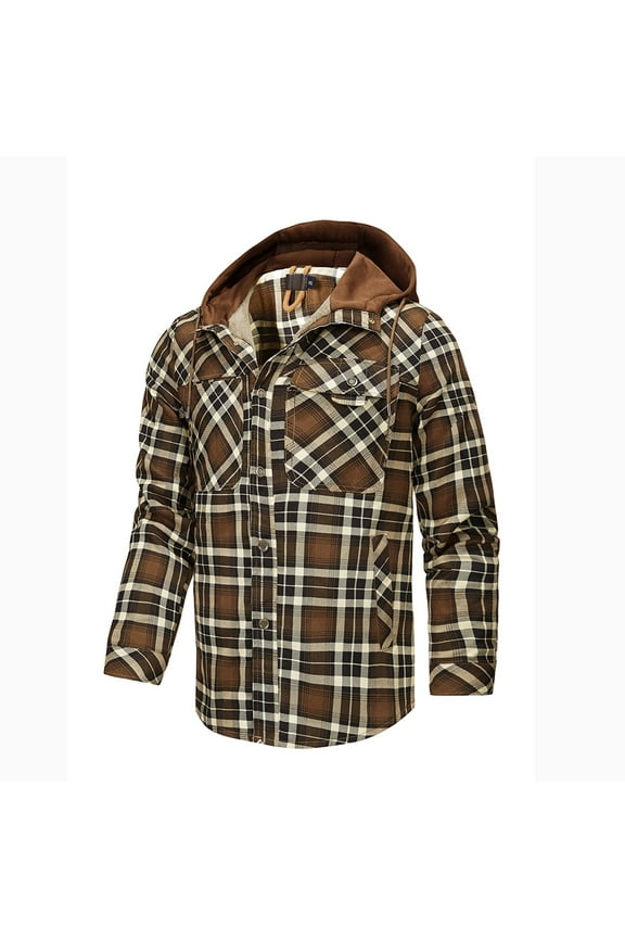 Mens Warm Sherpa Lined Fleece Plaid Flannel Shirt Jacket Long Sleeve Button Down Casual Shirts with Pocket Lapel Collared Shirts Jackets Winter Thermal Coat