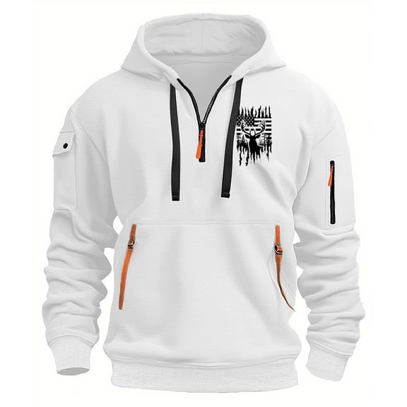 ZRGHAOYLQ Mens Western Cowboy Vintage Ethnic Print Sweatshirts Pullover American Flag Pattern Hoodie Big And Tall Oversized Sweatshirt Long Sleeve Hooded Shirts with Pocket