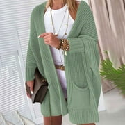 ZRGHAOYLQ Oversized Crochet Shawl Wraps for Women Comfy Cable Knit Sweaters Casual Open Front Cardigan Sweater Loose Batwing Sleeve Cardigans with Pockets