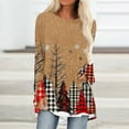 thumbnail image 1 of ZRGHAOYLQ Plaid Christmas Tree Graphic Shirts Womens Christmas Long Sleeve Tunic Tops Merry Christmas Crewneck Pullovers Loose Xmas Holiday Party Tops, 1 of 5