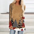 thumbnail image 1 of ZRGHAOYLQ Plaid Christmas Tree Graphic T Shirts Womens Christmas Basic Tunic Tops Merry Christmas Crewneck Pullover Long Sleeve Xmas Holiday Party Tops, 1 of 5