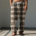 thumbnail image 1 of ZRGHAOYLQ Plaid Pajama Pants Men Tall Elastic Waist Trousers Lightweight Lounge Sleep Pants with Pockets Loose Fit Drawstring Straight Leg Homewear Sleepwear, 1 of 5