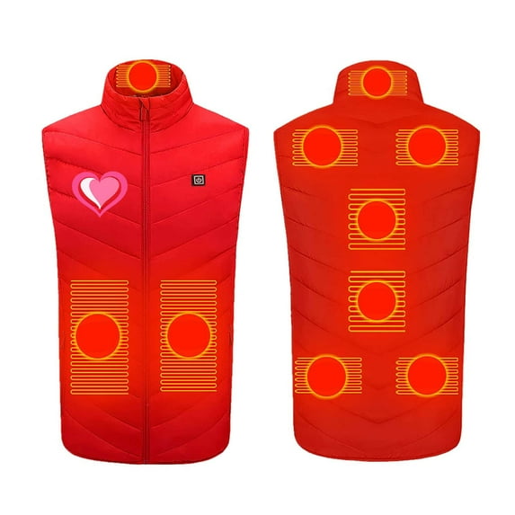 ZRGHAOYLQ Plus Size Electric Heated Vest Jackets for Men and Woman Upgraded Heated Coat Winter Warm Up Outdoor Coat with 3 Heating Levels Love Heart Print Thermal Heated Coat with 9 Heating Zones