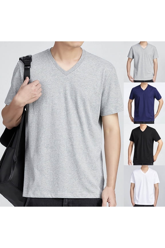 Plus Size Mens Cotton Casual T Shirts Short Sleeve Solid Color Shirt Solid Color Comfy Tees Lightweight Classic Fit Leisure Tees Summer Daily Wear Crewneck Tops