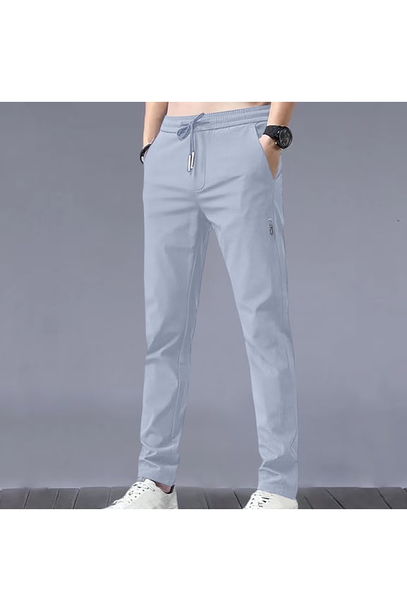 Plus Size Mens Elastic Waist Joggers with Drawstring Casual Pocket Running Trousers Athletic Solid Straight Leg Sweatpants for Plus Size Men