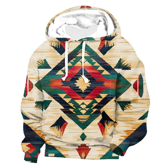 ZRGHAOYLQ Pullover for Western Aztec Hoodies for Men Big and Tall Long Sleeve Hoodie Sweatshirts Vintage Oversized Graphic Crewneck Sweatshirt with Pocket Aztec Tribal Ethnic Men's Western Shirt