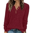 thumbnail image 1 of ZRGHAOYLQ Ribbed Knitted Sweaters for Women Trendy 2025 Fall Clothes Casual Button Up Blouses Loose Fit Long Sleeve Pullover Cozy Soft Basic Sweater Tops, 1 of 7