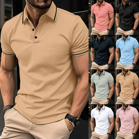 ZRGHAOYLQ Short Sleeve Button Up Shirt Tops Big and Tall Shirts for Men Solid Color Loose Fit Tshirts Casual Vacation Tops for Men