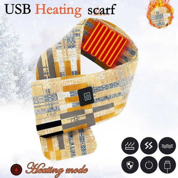 ZRGHAOYLQ Smart Control Heated Scarf for Men Women Rechargeable Electric Heated Scarves Unisex Fashion Checked Printed Heated Pad Winter Thermal Soft Neck Warmer for Motorcycle Hunting Running Ski