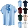 thumbnail image 1 of ZRGHAOYLQ Solid Color Short Sleeve T-shirts for Men Button Down Summer Beach Dress Shirts Beach Vacation Tropical Casual Shirt Tops, 1 of 6