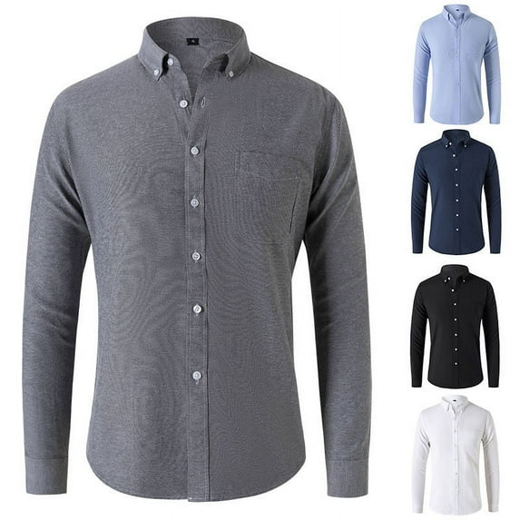 ZRGHAOYLQ Solid Formal Shirt Business Casual Button Down Shirts Mens Plus Size Big and Tall Tshirts Stand Collar Shirt Long Sleeve Regular Fit Dress Shirts