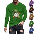 thumbnail image 1 of ZRGHAOYLQ St. Patrick's Day Long Sleeve T-shirt Mens Big Tall Crewneck T-shirt Plus Size Shamrock Gnomies Pattern Shirt Tops Slim Fit Lightweight Shirts for Men, 1 of 5