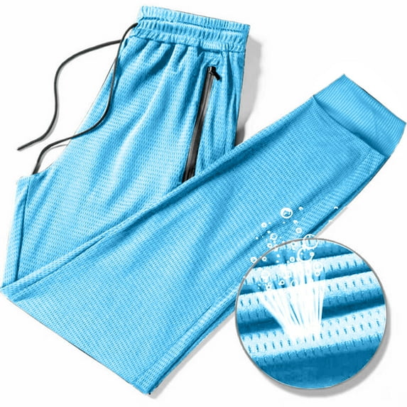 ZRGHAOYLQ Summer Thin Sweatpants for Men Casual Breathable Cooling Ice Silk Joggers Pants Comfort Elastic Waist Cargo Trousers with Pockets Fathers Day Gifts