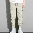 thumbnail image 1 of ZRGHAOYLQ Tapered Cargo Pants for Men with Multi Pockets Big and Tall Solid Leg Binding Pants Baggy Jogging Lounge Sweatpants with Drawstring Khaki XL, 1 of 8