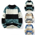 thumbnail image 1 of ZRGHAOYLQ Textured Knit Sweater for Men Big and Tall Crewneck Pullover Trendy Color Block Sweaters Loose Long Sleeve Shirts Warm Thicken Knitwear, 1 of 4