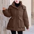 thumbnail image 1 of ZRGHAOYLQ Winter Coats for Women Plus Size Quilted Puffer Down Fleece Warm Thicken Hooded Parka Jacket Pocket Zip Padded Outerwear Full Zip Solid Down Jackets, 1 of 7
