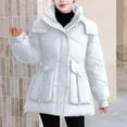 thumbnail image 1 of ZRGHAOYLQ Winter Coats for Women Plus Size Quilted Puffer Down Fleece Warm Thicken Hooded Parka Jacket Pocket Zip Padded Outerwear Full Zip Solid Down Jackets, 1 of 7
