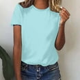 thumbnail image 1 of ZRGHAOYLQ Women Basic Tshirts Solid Crewneck T Shirt Classic Short Sleeve Tee Shirts Loose Fit Ladies Petite Tops, 1 of 5