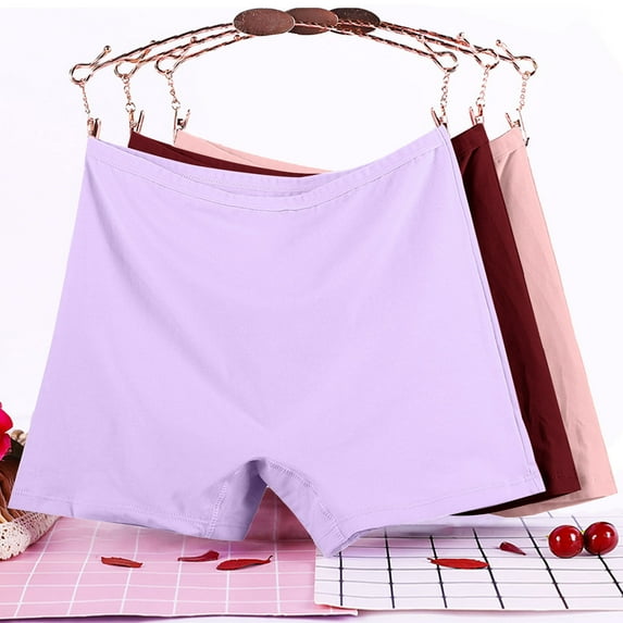 ZRGHAOYLQ Women's Cotton Boxer Underwear 3 Packs Stretch Seamless Panties Plus Size No Show Briefs High Waisted Boyshorts Panties