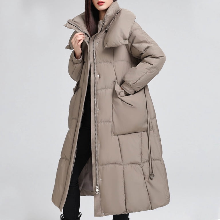 ZRGHAOYLQ Womens Long Puffer Jacket with Hood Thicken Down Coat