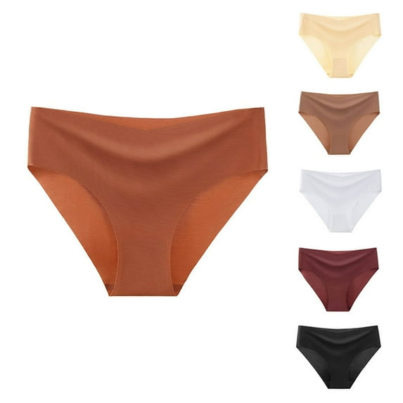 ZRGHAOYLQ Womens Seamless Thong Underwear Soft Breathable Hipster Panties No Show Thongs Stretch Mid Waisted Brief Underwear