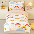 thumbnail image 1 of ZRNBAST 4 Piece Toddler Bedding Set, Rainbow Clouds Kids Crib Toddler Comforter Set for Girls, Beige, 1 of 8
