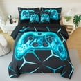thumbnail image 1 of ZRNBAST Gamer Full Size Comforter Set 7Pcs Kids Bedding Sets for Boys Teens Teal Flame Geometric Gamepad Gaming Bed in a Bag(Teal,Full), 1 of 8