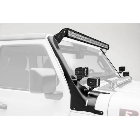 ZROADZ 2019-2024 Fits Jeep Gladiator 2018-2024 Wrangler JL JLU Mild Steel Bolt-on Roof Mounts 52" LED Light Bar and Four 3" LED Pod Lights Z374831-Bk4