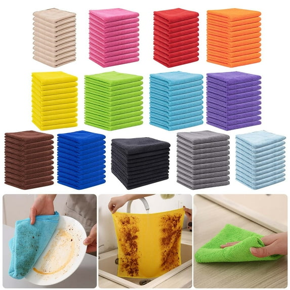 ZROBM 10PCS Dish Cloths, Dish Cloths for Washing Dishes, Dish Cloths and Towels Set, Dish Cloths for Drying Dishes, polyester