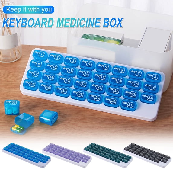 ZROBM Pill Organizer Monthly, Pill Box, Medicine Pill Organizer, Travel Pill Organizer, Pill Container, Pill Case, Pill Storage, Pill Keeper, Easy to Open 4 Compartments