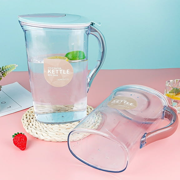 ZROBM Pitcher with Lid, Pitchers for Beverages, Pitcher with Spout, Pitchers for Beverages with Lid, Water Pitcher, Drink Pitcher, Beverage Pitcher, 1.4L, Plastic