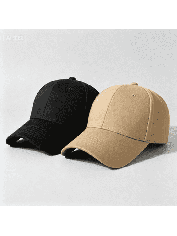2-Pack Unisex Classic Cotton Baseball Caps - Adjustable Hard Brim Dad Hats, Solid Color Plain Blank Visor for Men & Women (Sun Protection & Casual Wear)