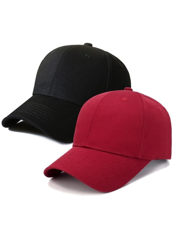 2-Pack Unisex Classic Cotton Baseball Caps - Adjustable Hard Brim Dad Hats, Solid Color Plain Blank Visor for Men & Women (Sun Protection & Casual Wear)