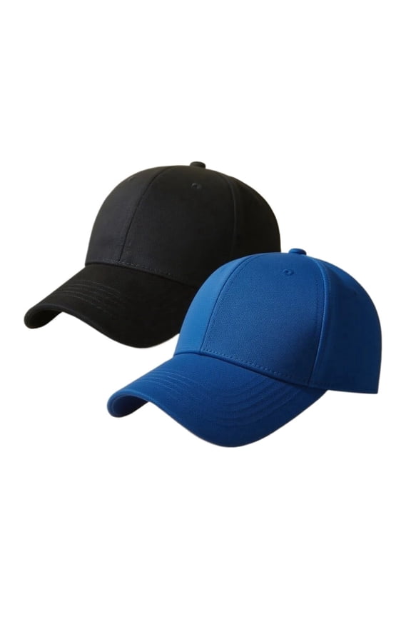 2-Pack Unisex Classic Cotton Baseball Caps - Adjustable Hard Brim Dad Hats, Solid Color Plain Blank Visor for Men & Women (Sun Protection & Casual Wear)