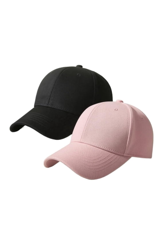 2-Pack Unisex Classic Cotton Baseball Caps - Adjustable Hard Brim Dad Hats, Solid Color Plain Blank Visor for Men & Women (Sun Protection & Casual Wear)