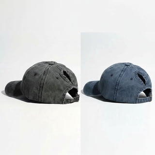 ZROVA 2-Pack Vintage Cotton Baseball Caps for Women & Men - Adjustable Low Profile Dad Hats with Ponytail Hole, Soft Unisex Solid Color Trucker Hat