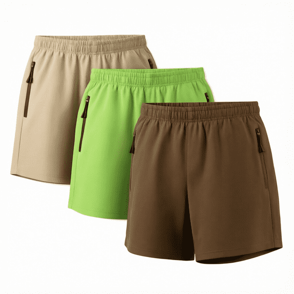 ZROVA 3-Pack Men's Athletic Shorts 100% Polyester Lightweight Breathable Moisture Wicking with Pockets