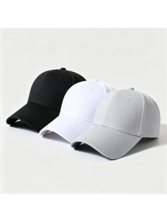 3-Pack Unisex Classic Cotton Baseball Caps - Adjustable Hard Brim Dad Hats, Solid Color Plain Blank Visor for Men & Women (Sun Protection & Casual Wear)