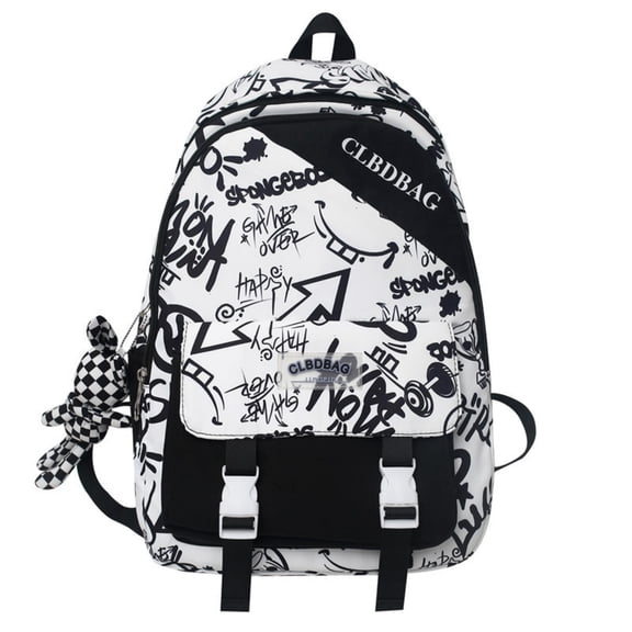 ZROVA Cute Graffiti Oxford Fabric Backpack for Women Student, Japanese School Style