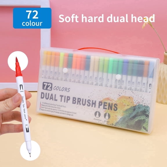 ZROVA Dual Tip Watercolor Markers, 72 Colors Soft Tip Washable Art Pens for Kids & School, Available in 1 or 2 Packs