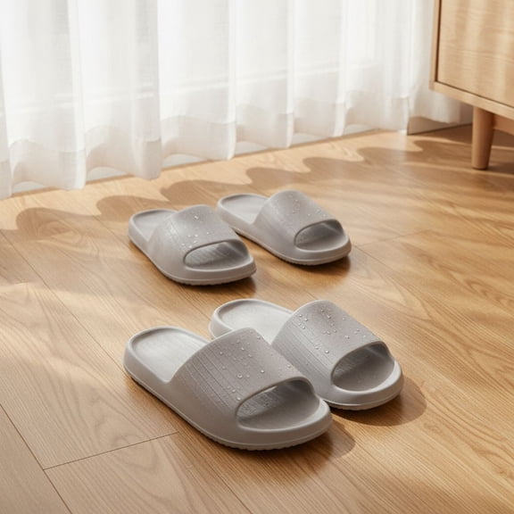 ZROVA EVA Couples Indoor Slippers 2-Pack - Solid Color One-Strap Non-Slip Breathable Comfort Slippers for Men & Women