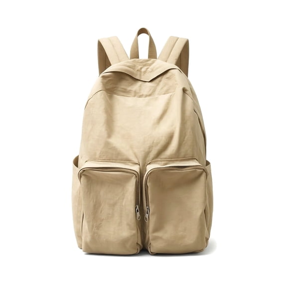 ZROVA Lightweight Unisex Backpack - Simple Solid Color Casual Daypack for Travel, School & Work - Versatile Commuter Bag for Men and Women (Khaki, Black, White)