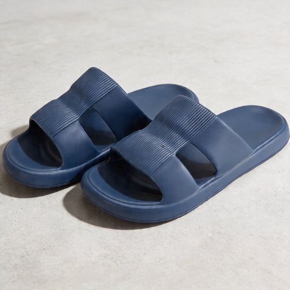 ZROVA Men's 2-Pack Outdoor & Indoor Slippers - Soft Sole Anti-Slip Thick Design, Loose Open-Toe Slides for Home & Casual Wear