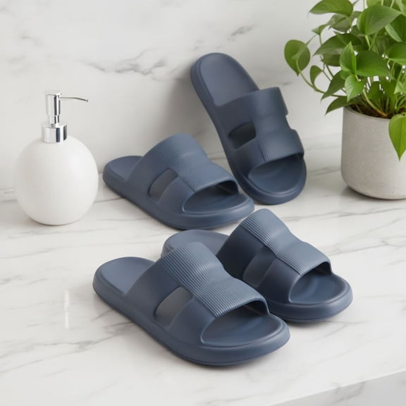 ZROVA Men's 2-Pack Outdoor & Indoor Slippers - Soft Sole Anti-Slip Thick Design, Loose Open-Toe Slides for Home & Casual Wear