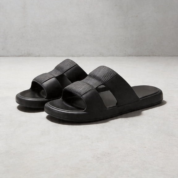 ZROVA Men's 2-Pack Outdoor & Indoor Slippers - Soft Sole Anti-Slip Thick Design, Loose Open-Toe Slides for Home & Casual Wear
