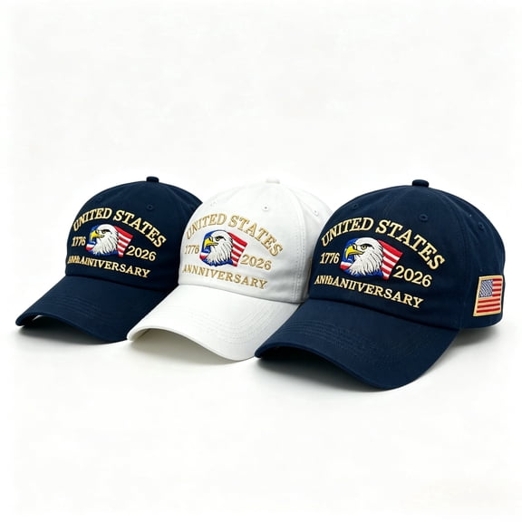 ZROVA USA 250th Commemorative Baseball Cap Set of 3 - Hats with 3D Eagle Embroidery, 1776-2026 Anniversary Outdoor Sun Hats