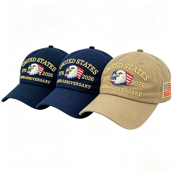 ZROVA USA 250th Commemorative Baseball Cap Set of 3 - Hats with 3D Eagle Embroidery, 1776-2026 Anniversary Outdoor Sun Hats