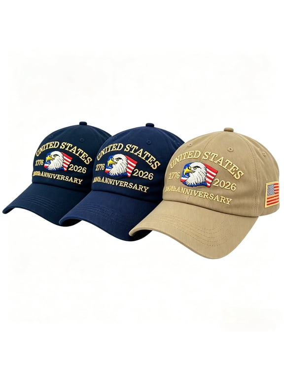 USA 250th Commemorative Baseball Cap Set of 3 - Hats with 3D Eagle Embroidery, 1776-2026 Anniversary Outdoor Sun Hats