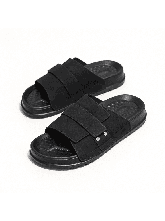 Unisex Slide Sandals Double Buckle Non-Slip Thick EVA Sole for Summer